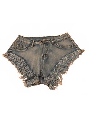Medium Blue Frayed Denim Shorts Size M